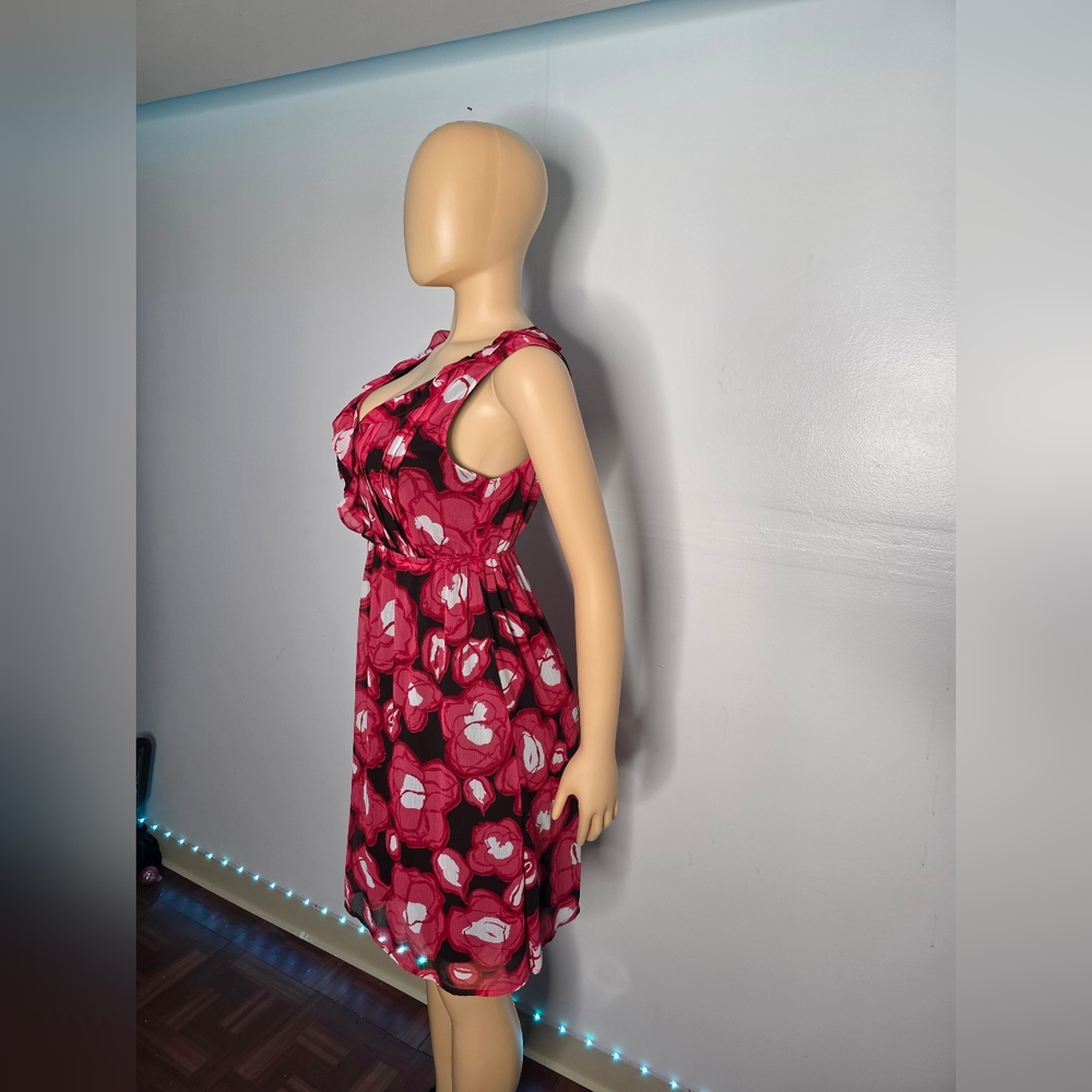 Merona Woman's Brown  Dress with Pink Floral Design Size US/ M